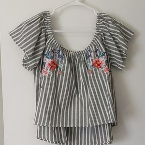 Cropped off the shoulder summer shirt